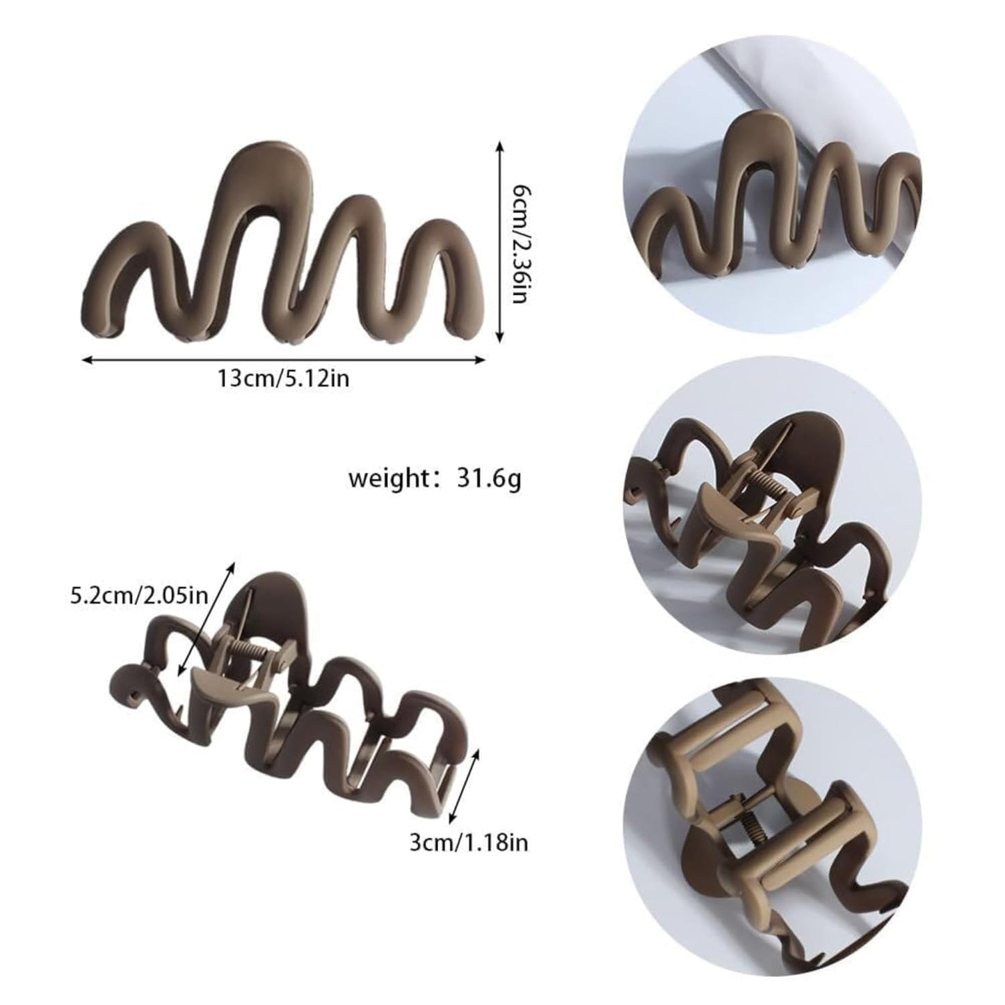 1pcs Medium size wavy korean Hair claw clutches for women and girls