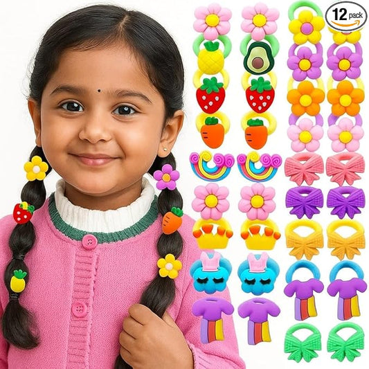 12 pcs Cartoon Hair Bands for babies,girls and kids