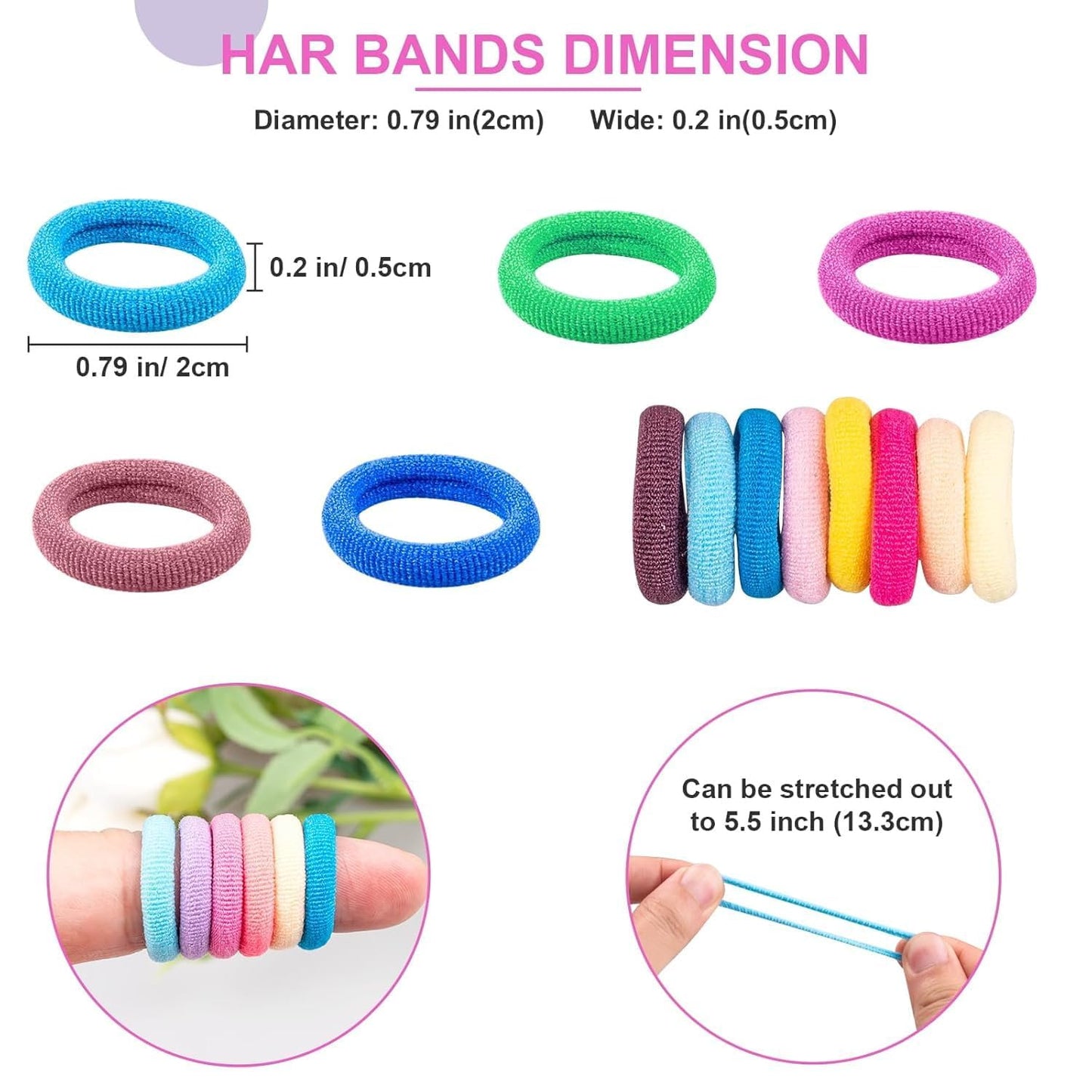 100 pcs cotton Baby Hair Ties for Girls and babies
