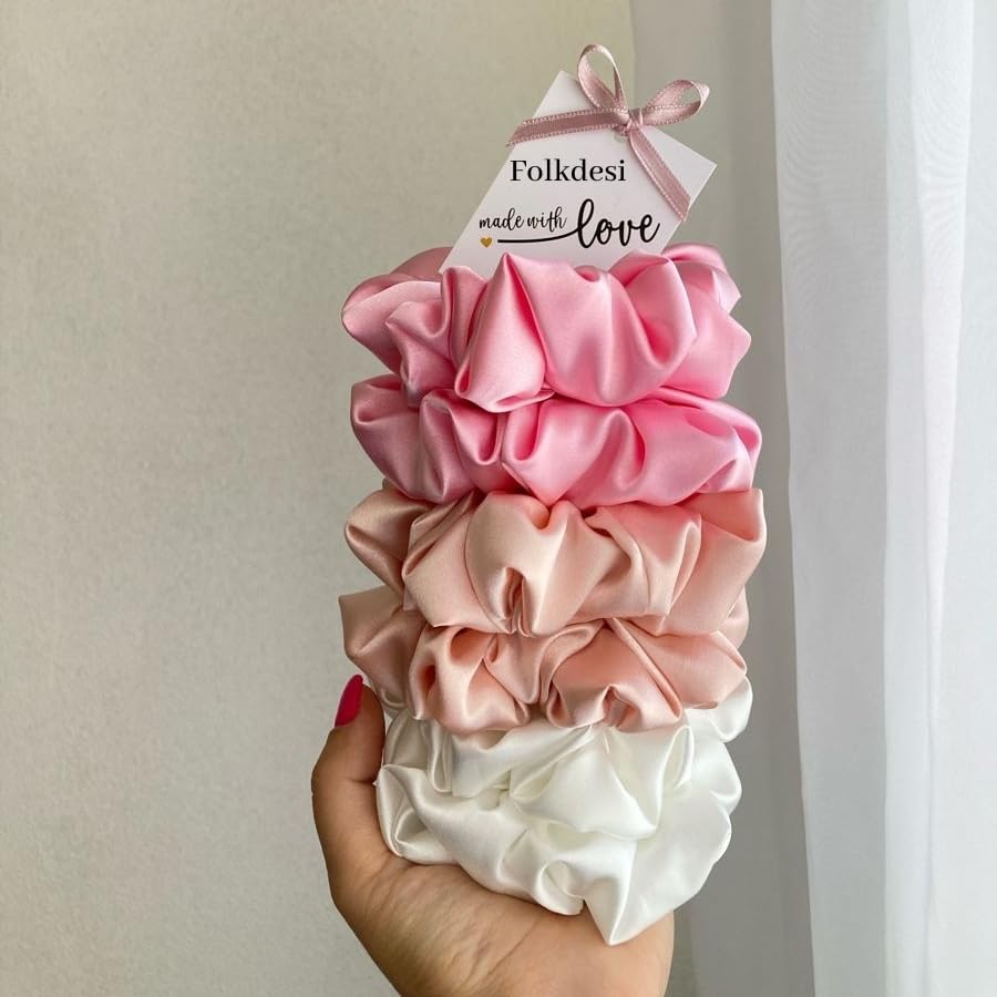 12 pieces Premium Satin Scrunchies, Anti-Hair-Breakage, Hair Ties, Scrunchies Set For Girls