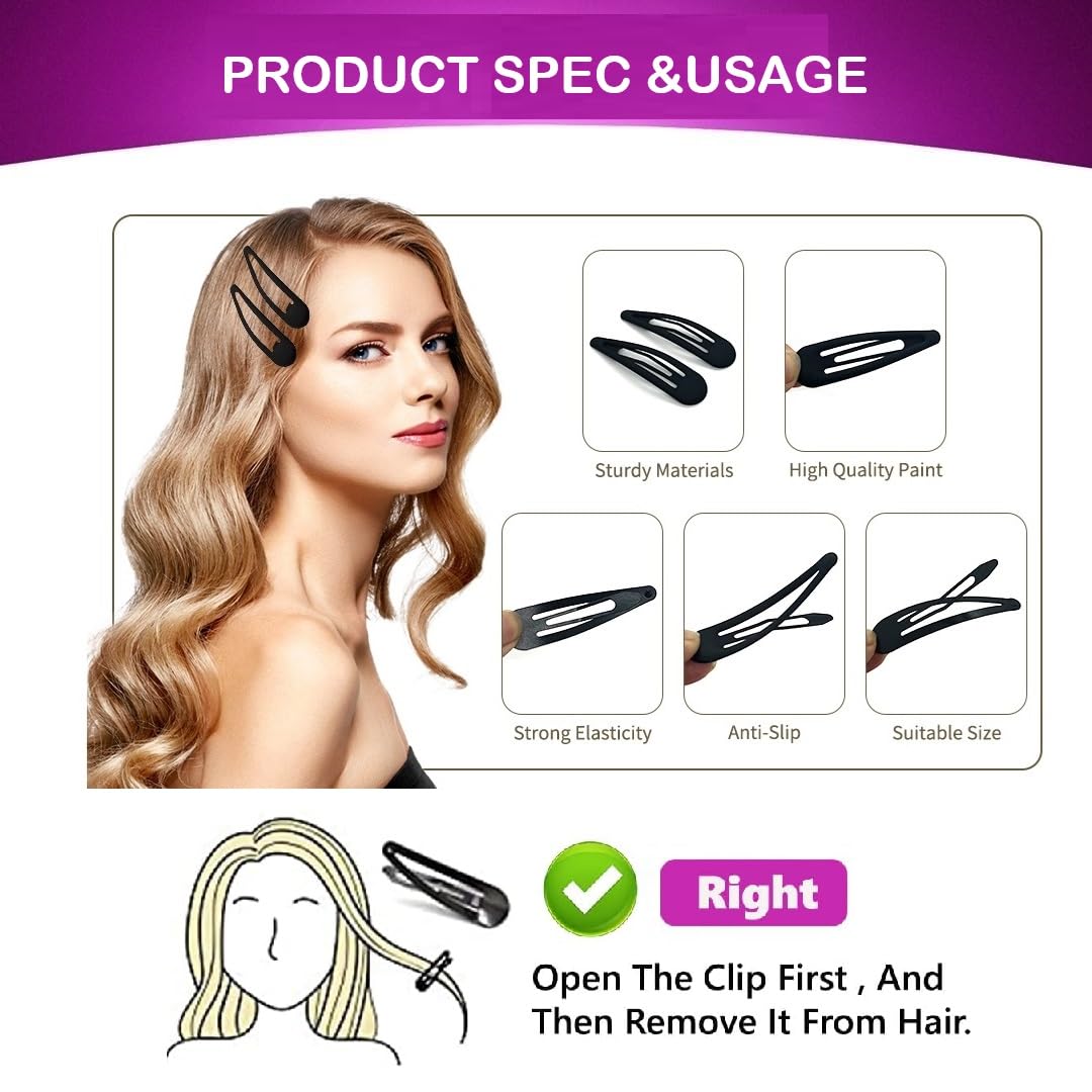 24pcs Glossy medium size tictac clips-6cm for ladies and women