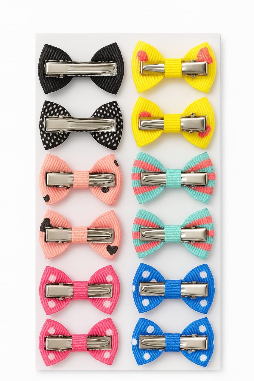 12pcs card  Kids Bow Hair Clips with Alligator Clip for kids and girls