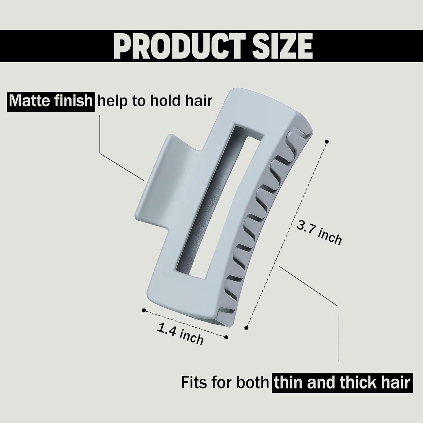 3 Pcs Large Matte Hair Claw Clips Long Jaw Clutches Hair Accessories for Women and Girls