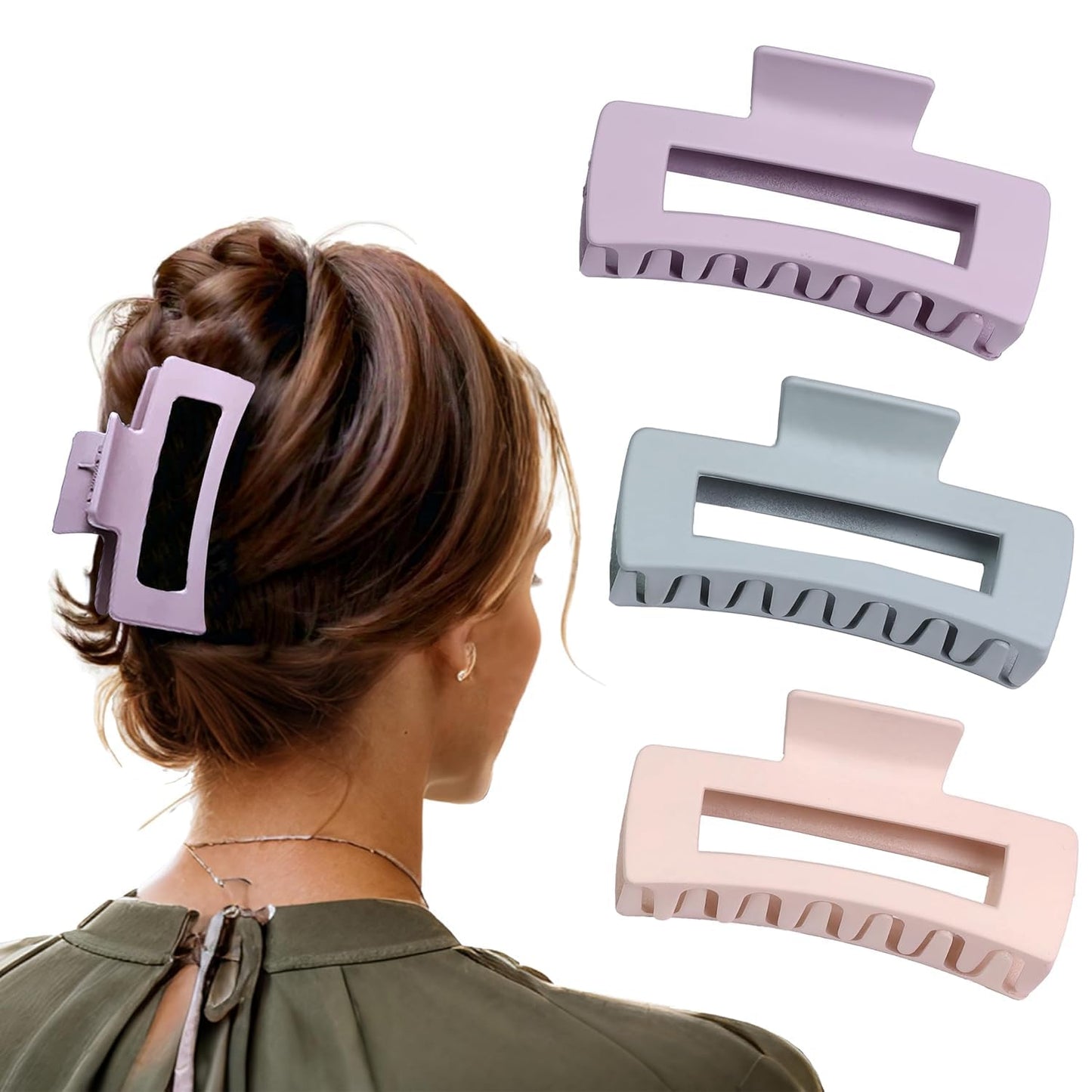3 Pcs Large Matte Hair Claw Clips Long Jaw Clutches Hair Accessories for Women and Girls