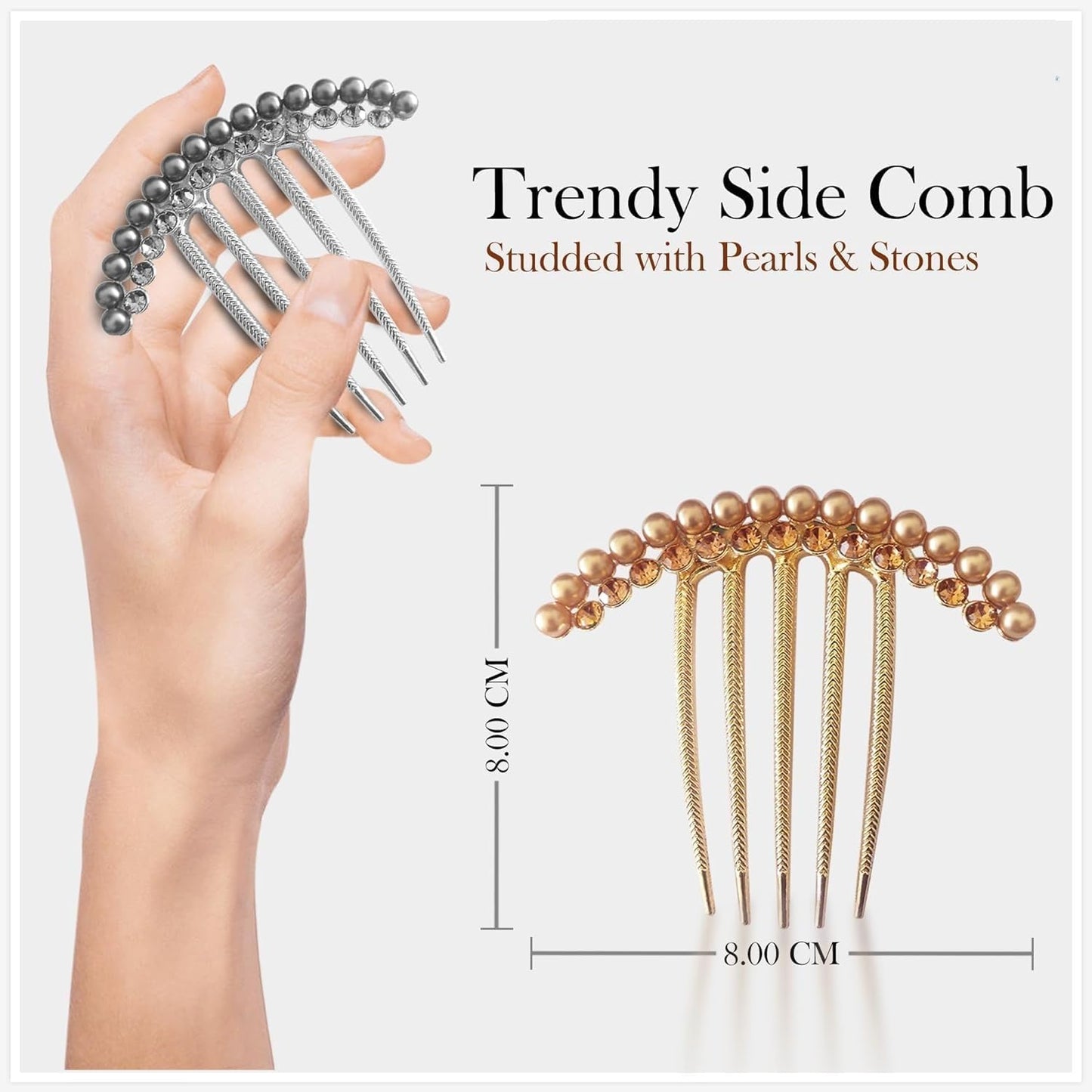 1pcs Elegant Metal Hair Comb Single Pearl Butterfly High-Gloss Hair Accessory