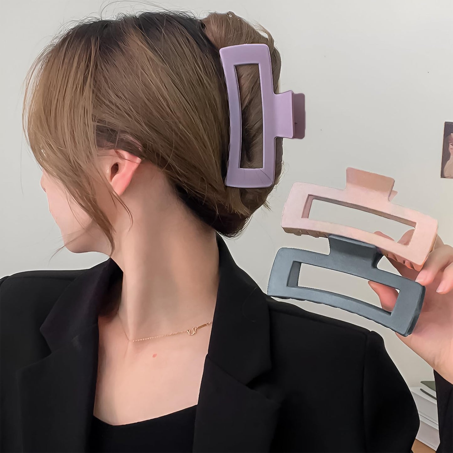 3 Pcs Large Matte Hair Claw Clips Long Jaw Clutches Hair Accessories for Women and Girls