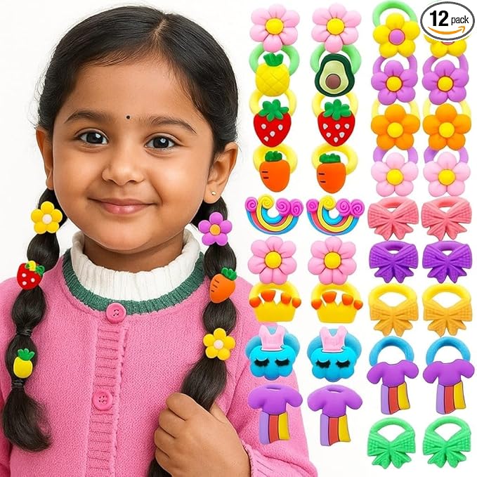 12 pcs Cartoon Hair Bands for babies,girls and kids