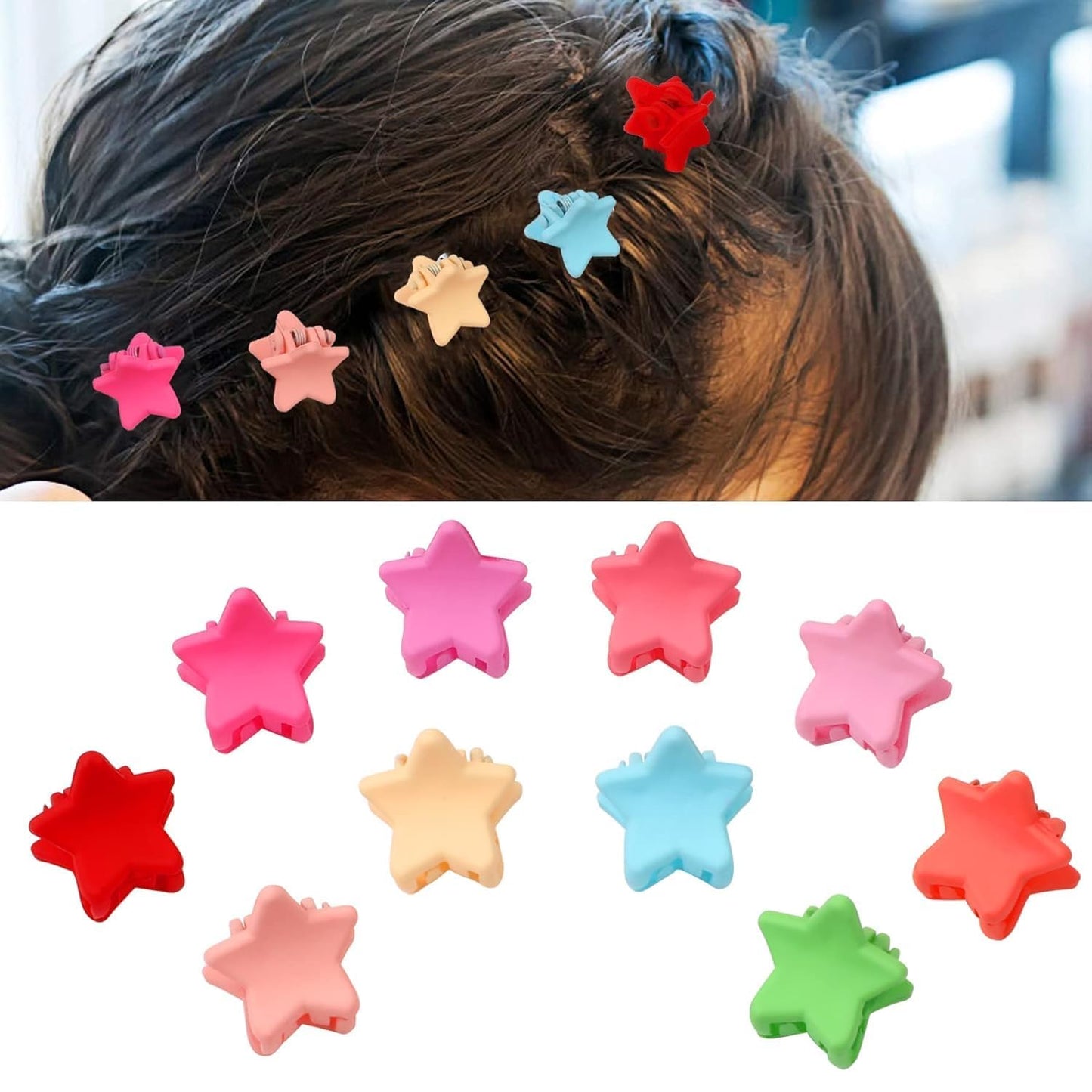 50 Pcs Colorful Mini  Star Hair Claw Clips for kids