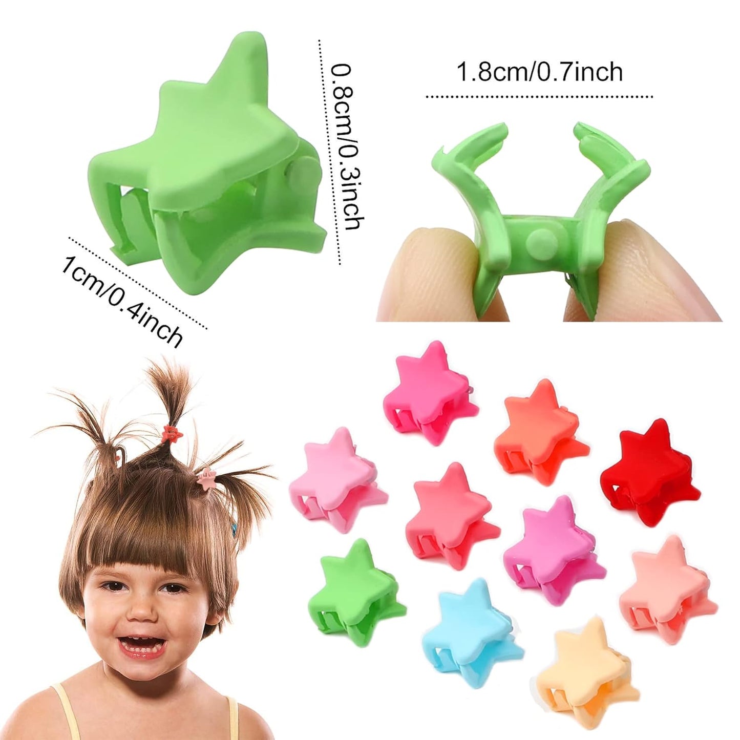 50 Pcs Colorful Mini  Star Hair Claw Clips for kids